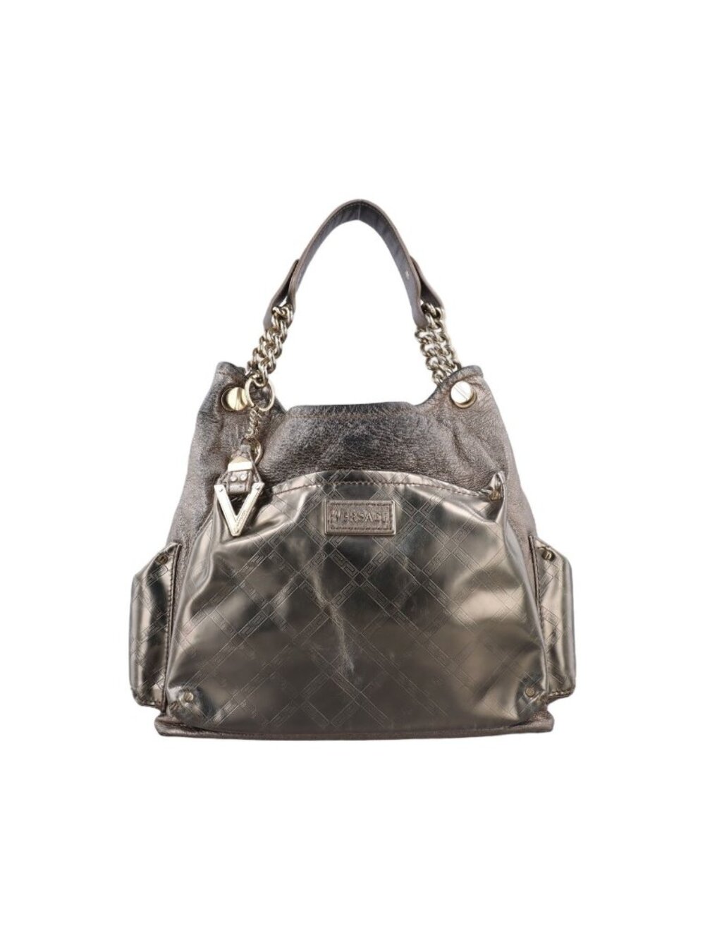 Versace Metallic Hobo Gold Patent Leather